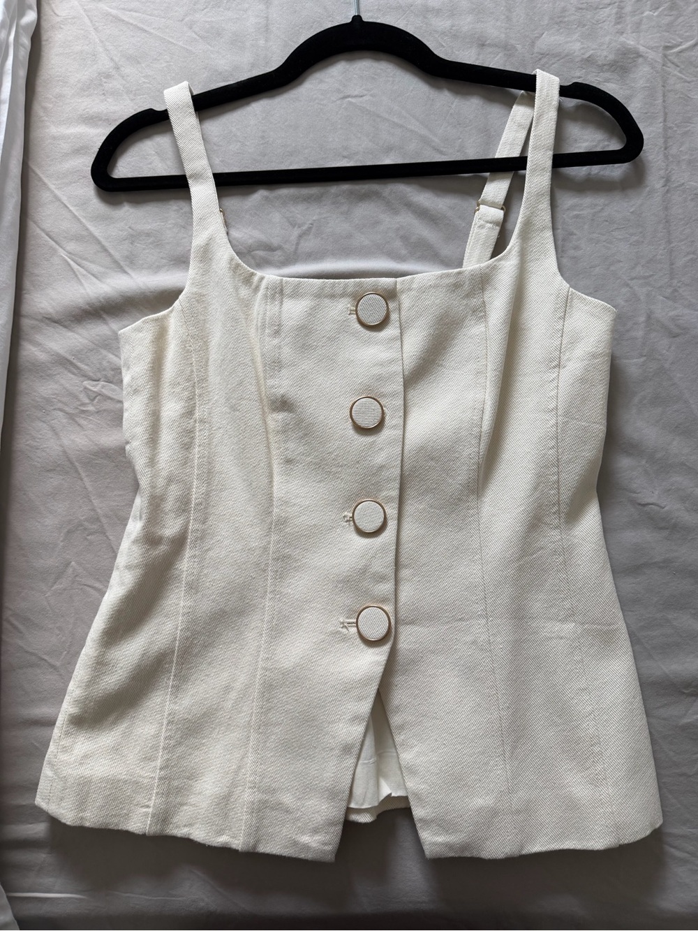 Caroline Constas Cream Square-Neck Button Front Tank